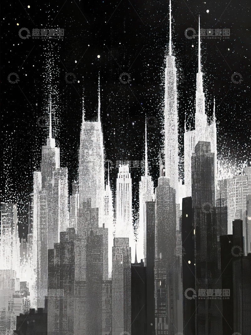 城市剪影光影插画2