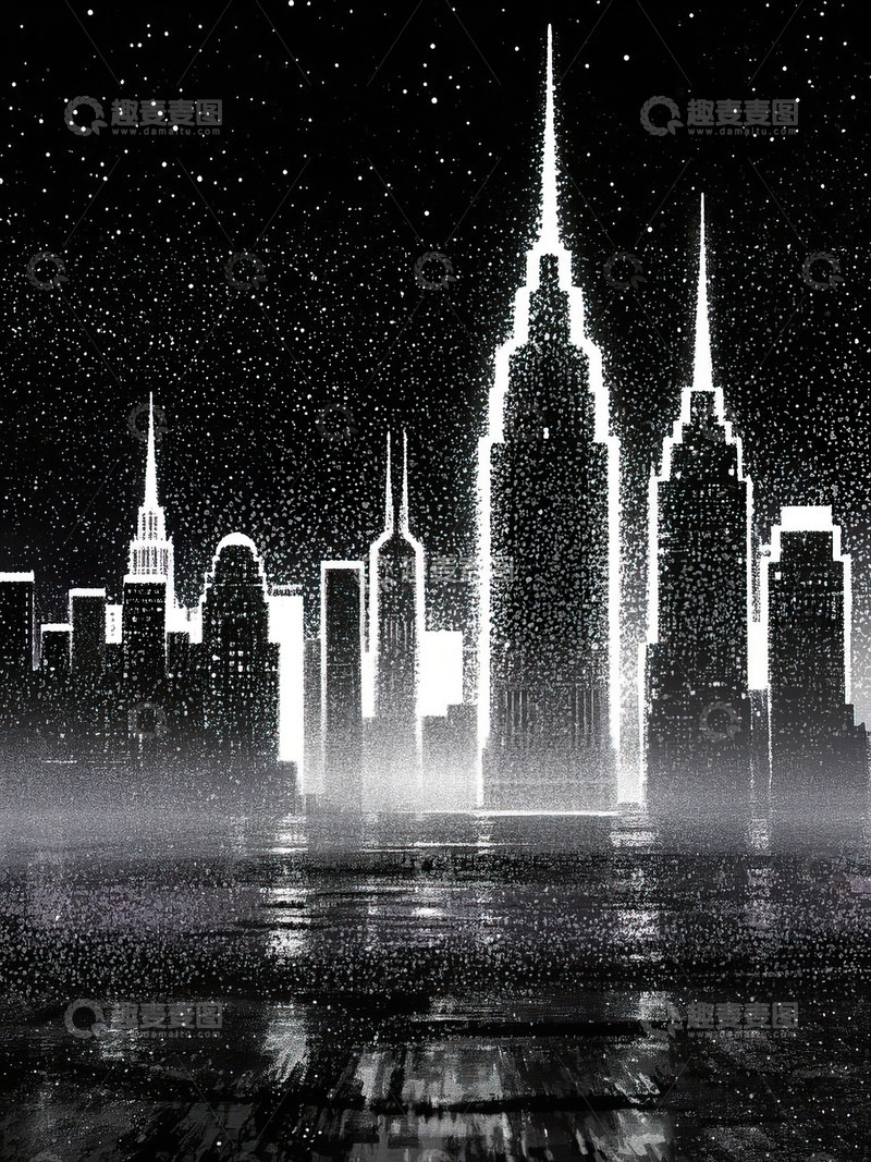 城市剪影光影插画5