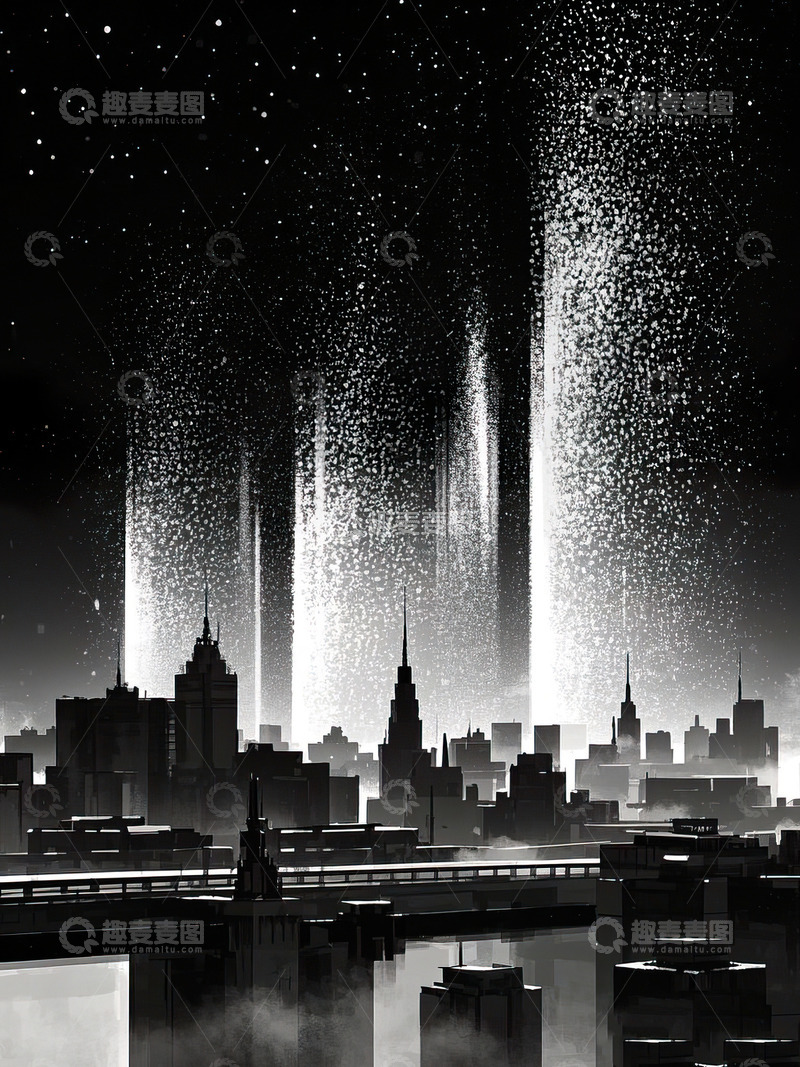 城市剪影光影插画