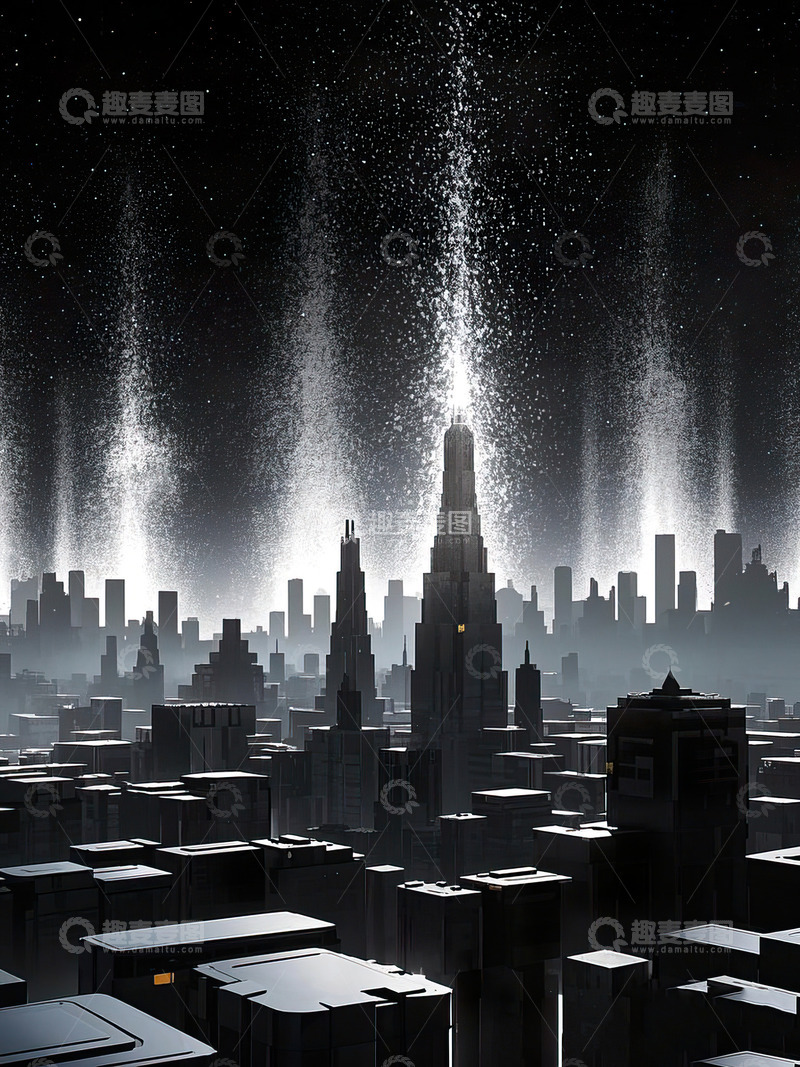 城市剪影光影插画1