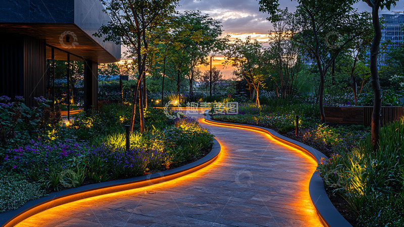 高清大图下载【趣麦麦图】夜晚景观小路