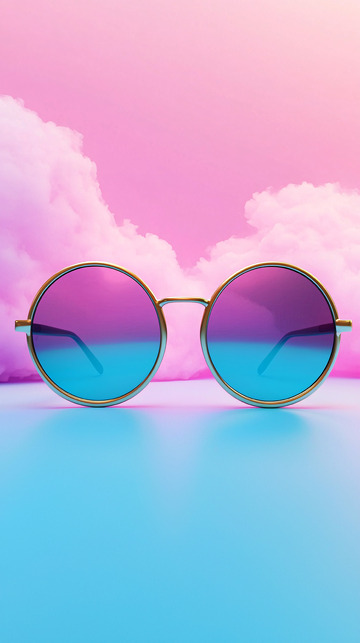 粉色背景圆形渐变墨镜
