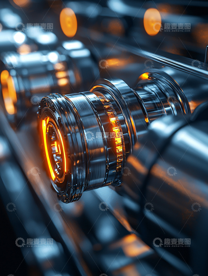 高清大图下载【趣麦麦图】金属零件带橙色光