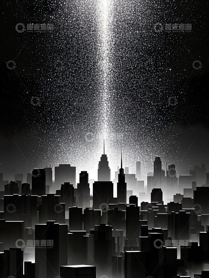 城市剪影光影插画3