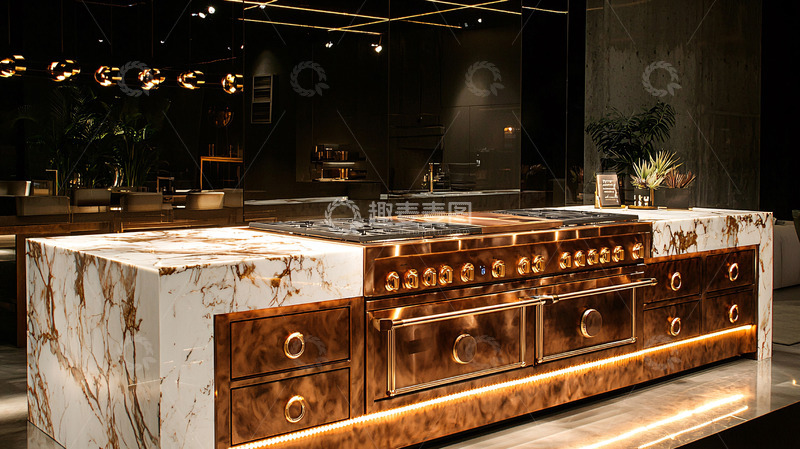 高清大图下载【趣麦麦图】奢华高端厨房岛台