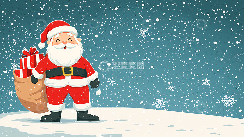 高清大图下载【趣麦麦图】圣诞老人送礼物