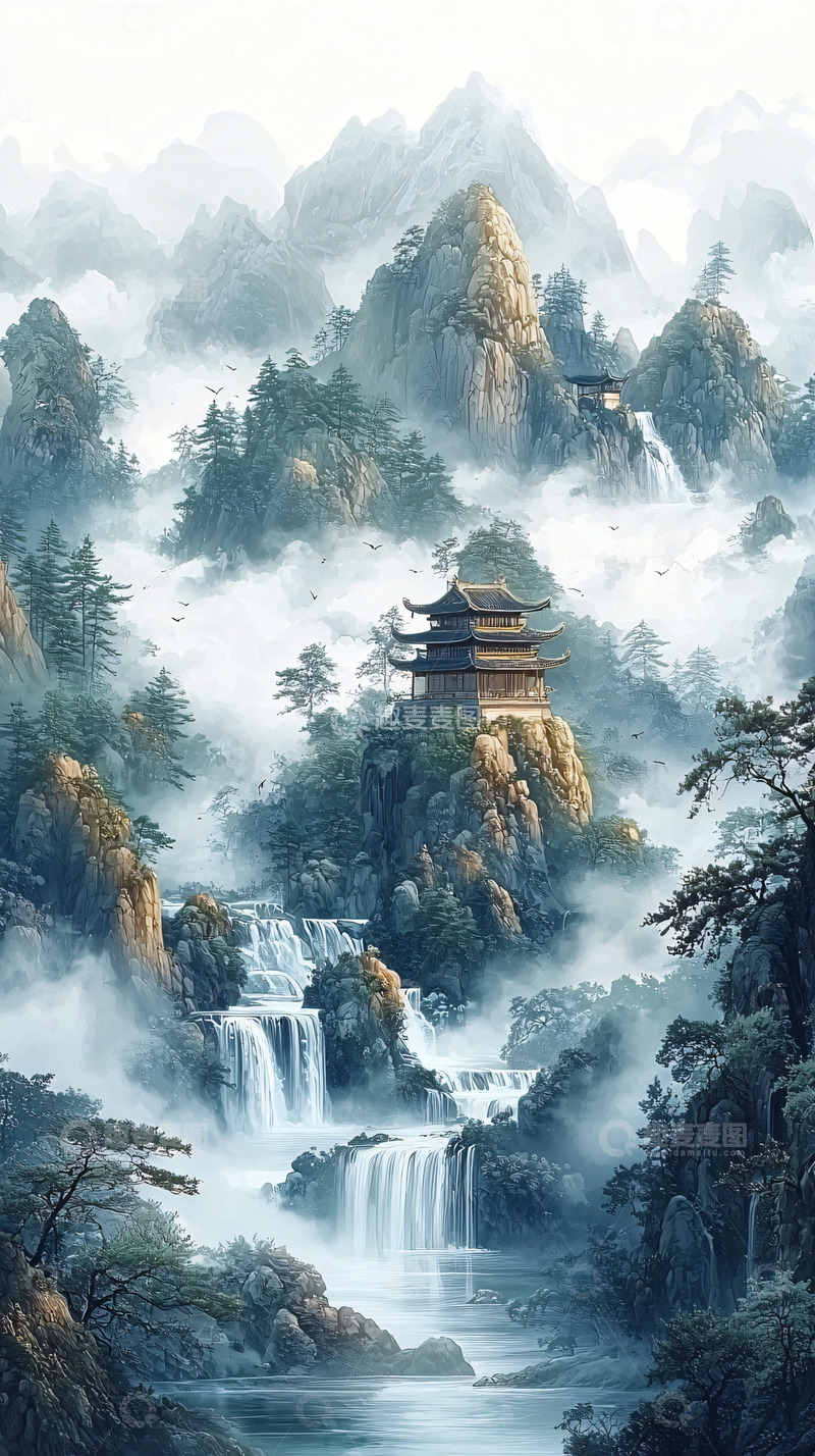 高清大图下载【趣麦麦图】水墨山水画179