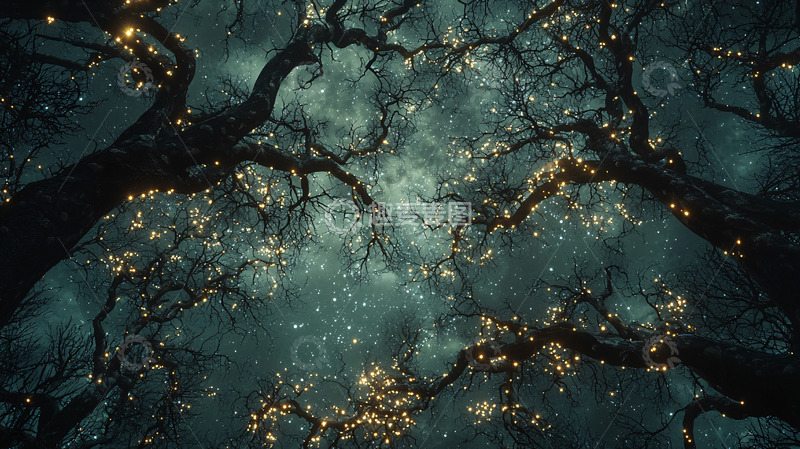 高清大图下载【趣麦麦图】星空树林