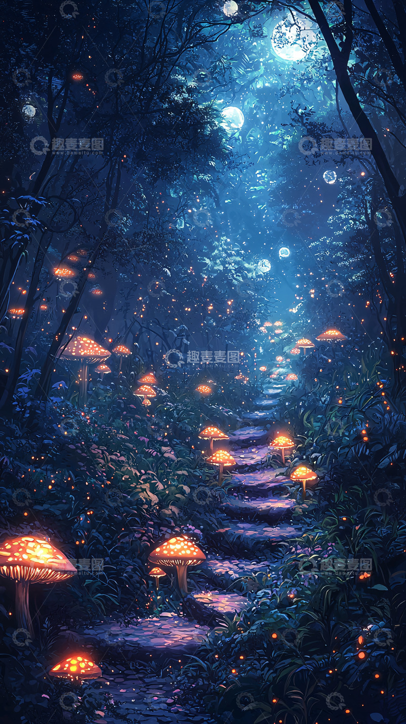 高清大图下载【趣麦麦图】梦幻森林阶梯