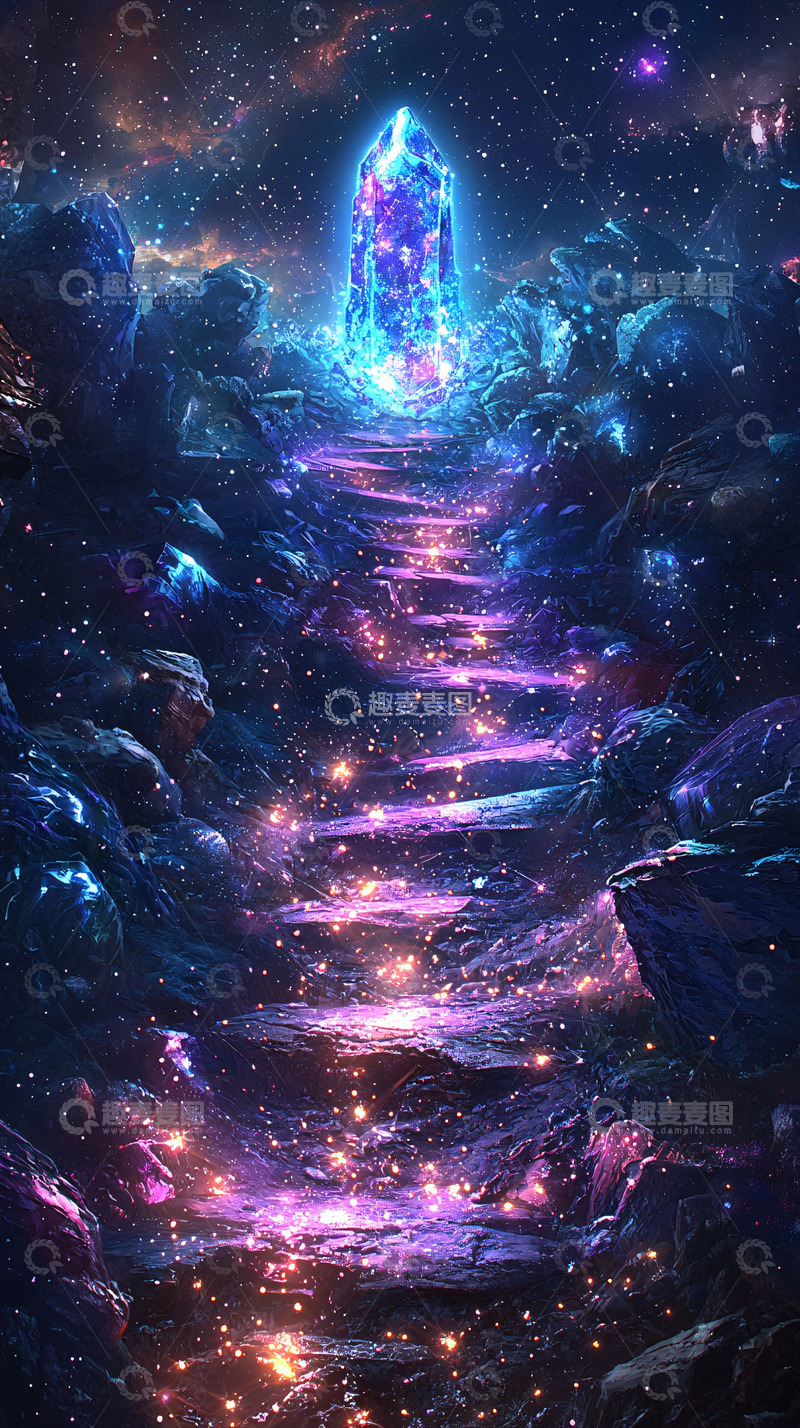 高清大图下载【趣麦麦图】通往发光水晶的星光阶梯