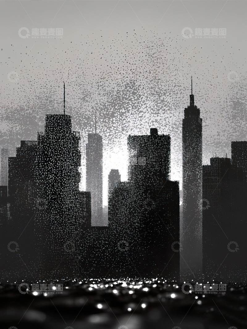 城市剪影光影插画24