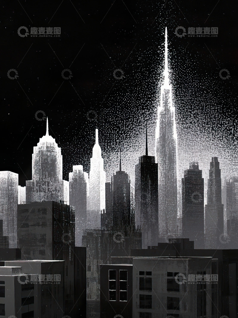 城市剪影光影插画10