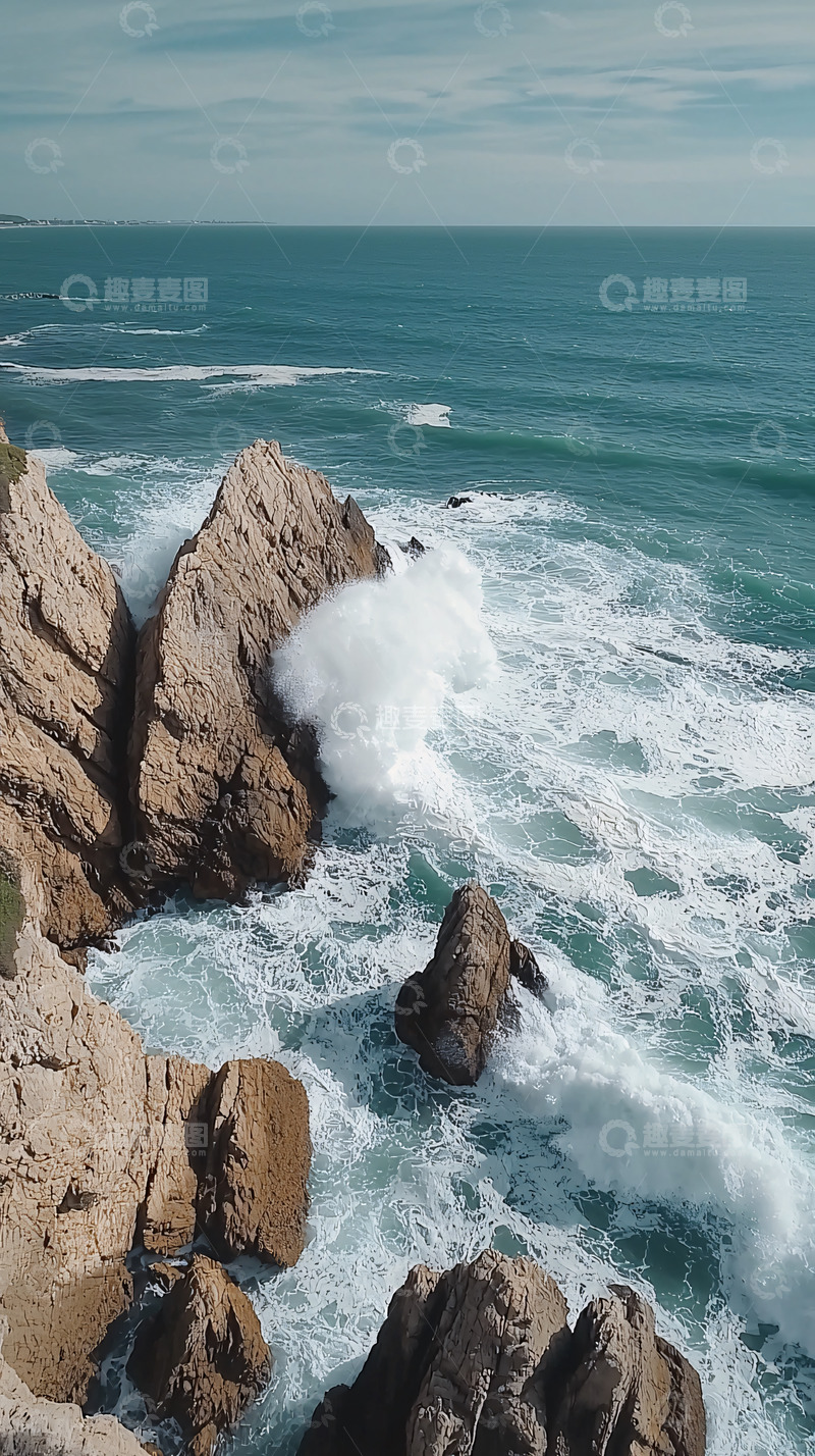 高清大图下载【趣麦麦图】海浪拍打岩石