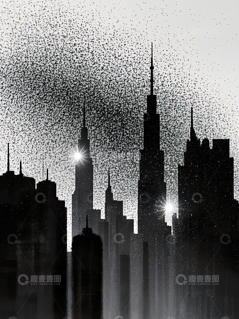 城市剪影光影插画20