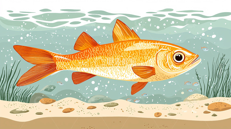 高清大图下载【趣麦麦图】金色小鱼在水中游动