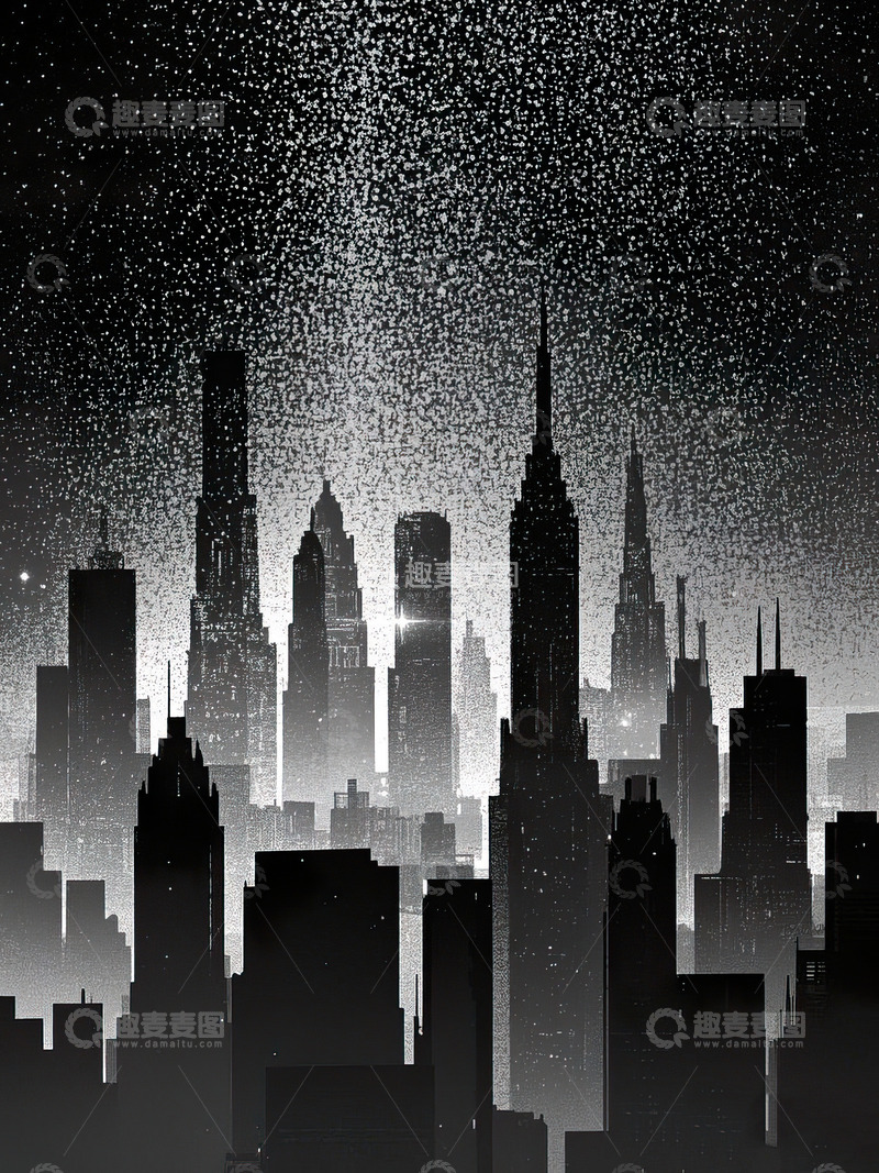 城市剪影光影插画19