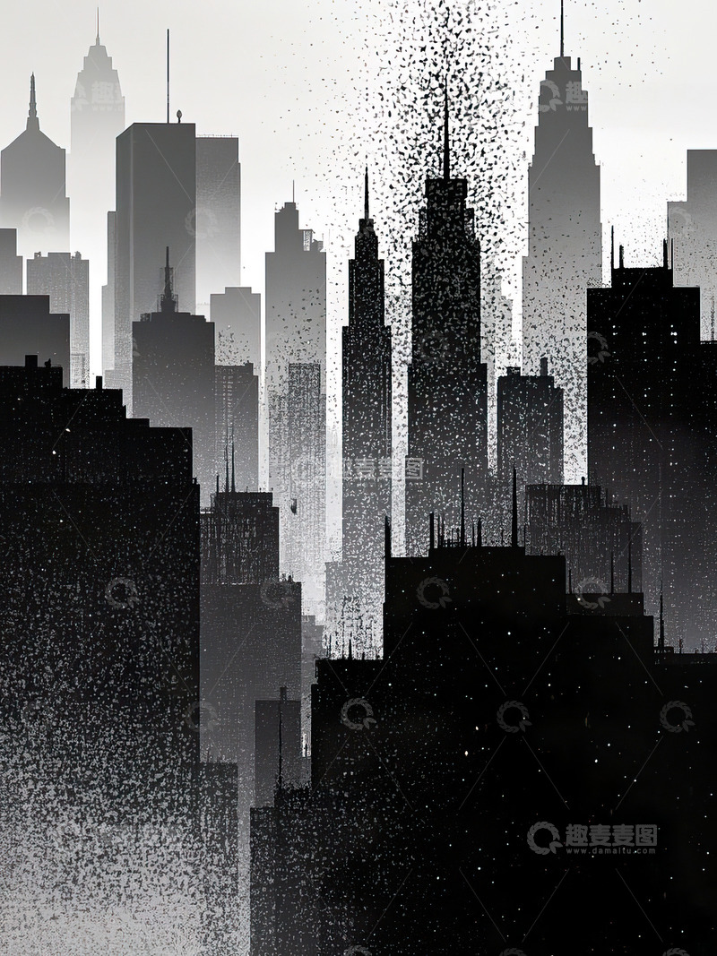 城市剪影光影插画15