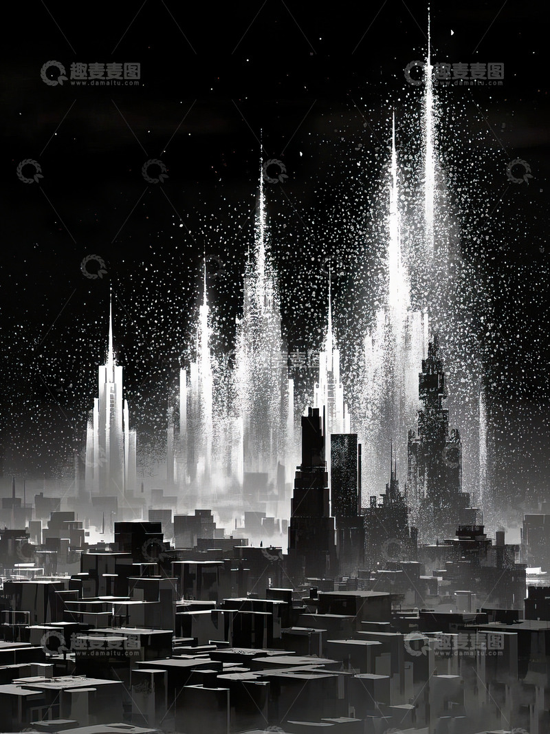 城市剪影光影插画25