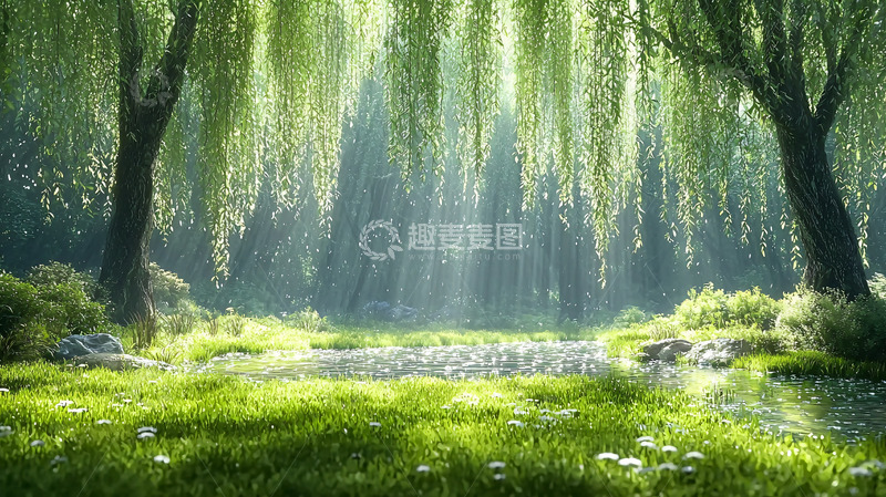 高清大图下载【趣麦麦图】阳光透过树林