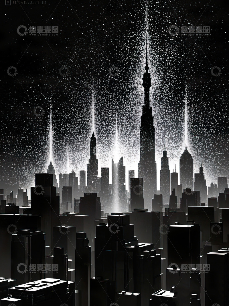 城市剪影光影插画18