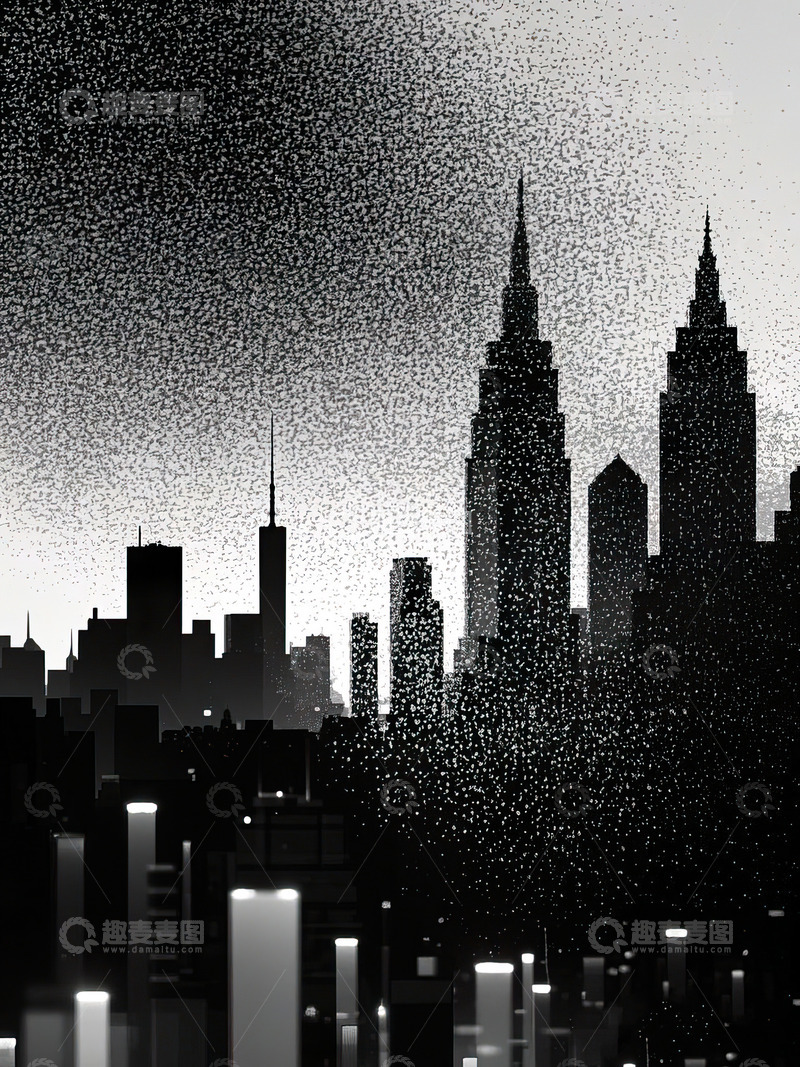 城市剪影光影插画23