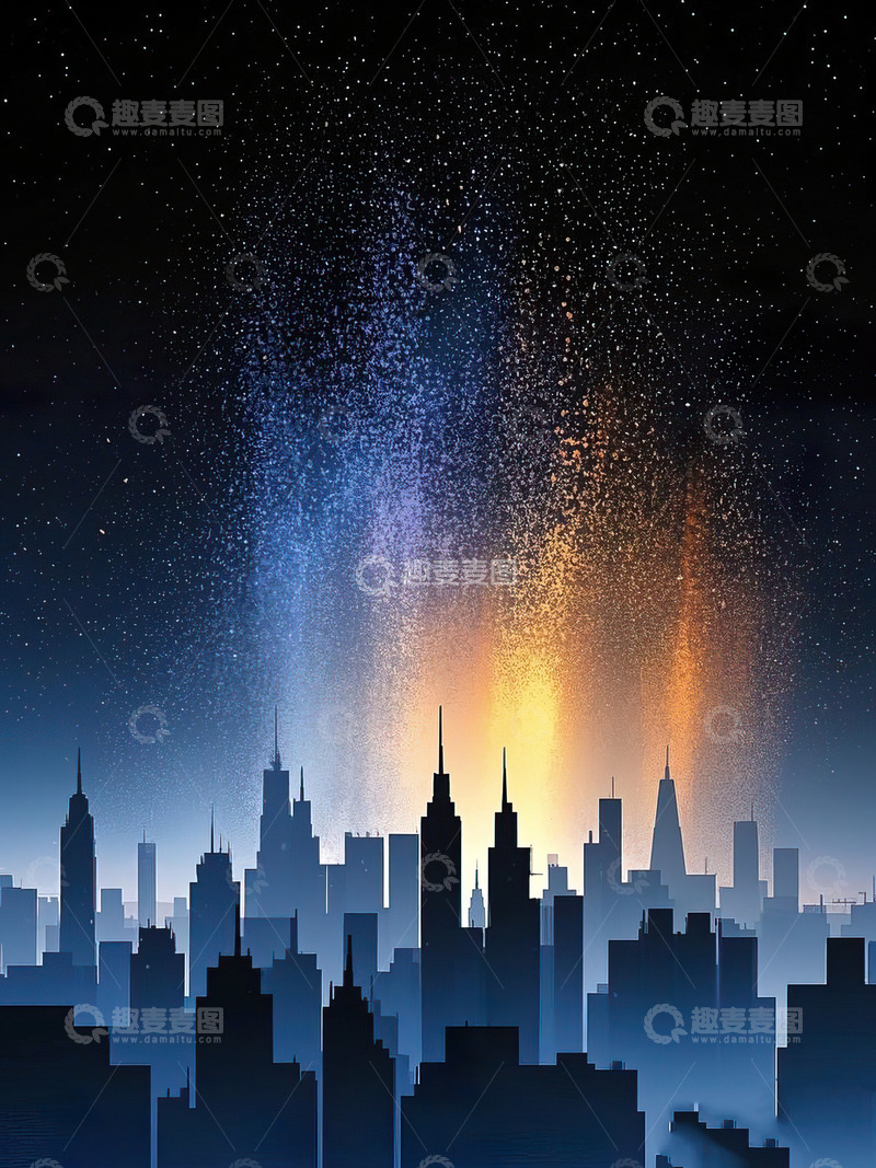 城市剪影光影插画17