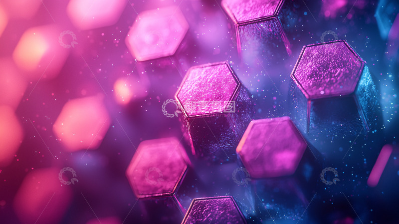 紫色和蓝色的六边形抽象背景