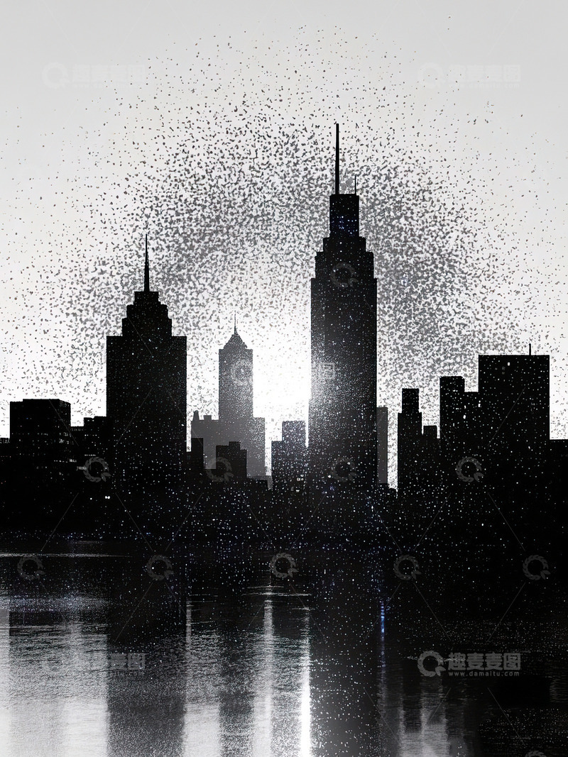 城市剪影光影插画22