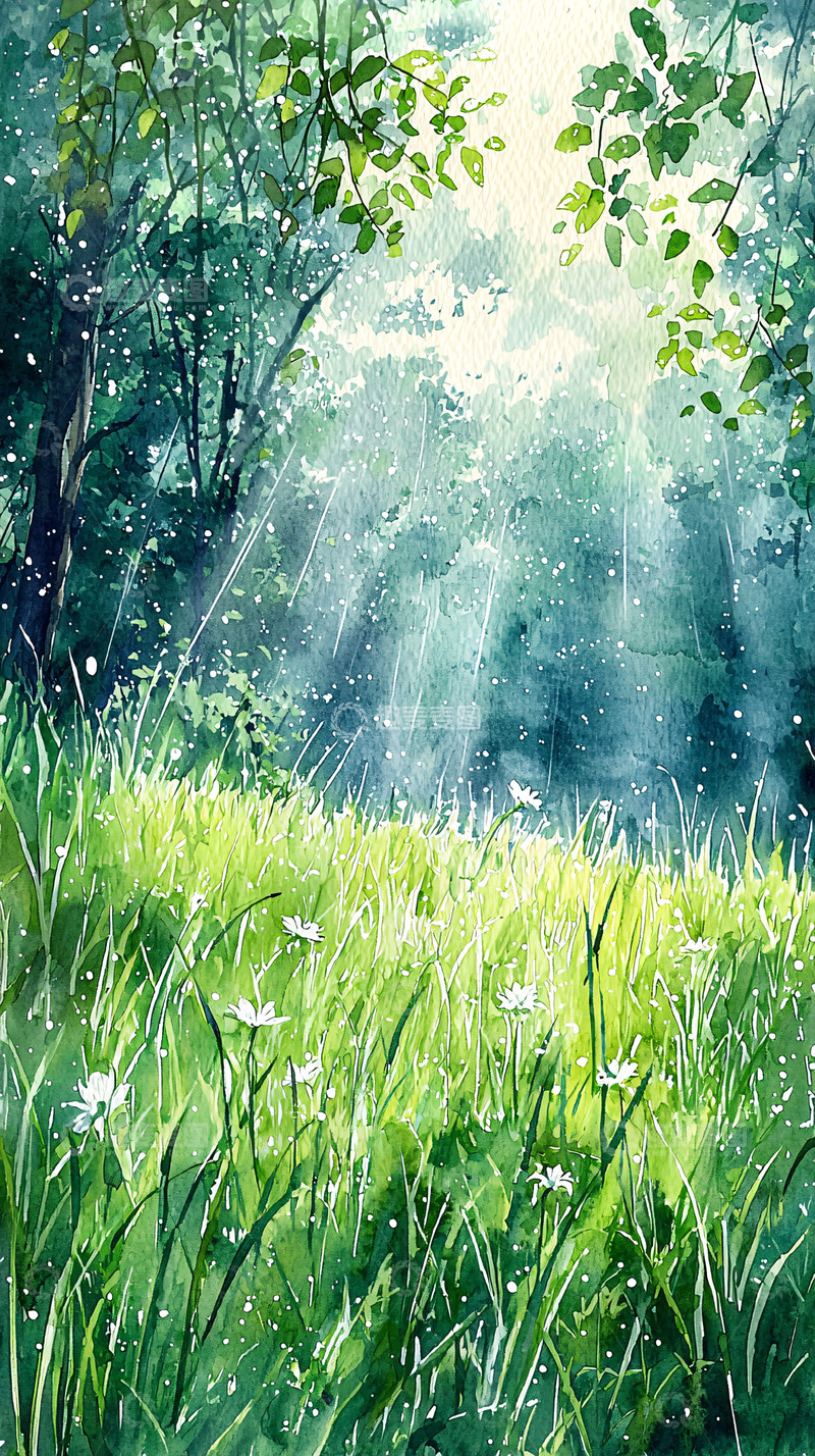 高清大图下载【趣麦麦图】阳光透过树林洒在草地上