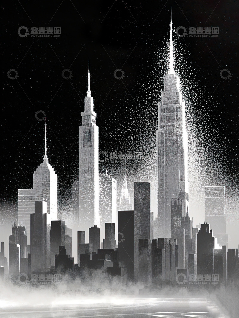 城市剪影光影插画14