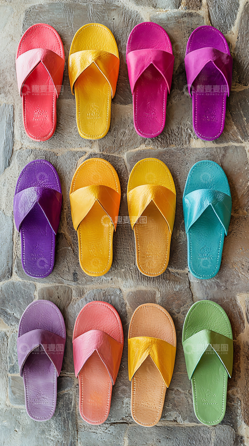 高清大图下载【趣麦麦图】彩色交叉带凉鞋