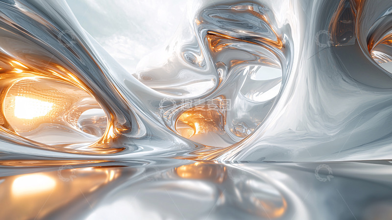 高清大图下载【趣麦麦图】抽象金属液体空间