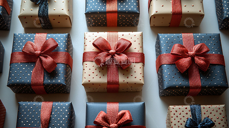 高清大图下载【趣麦麦图】整齐排列的礼物包装盒