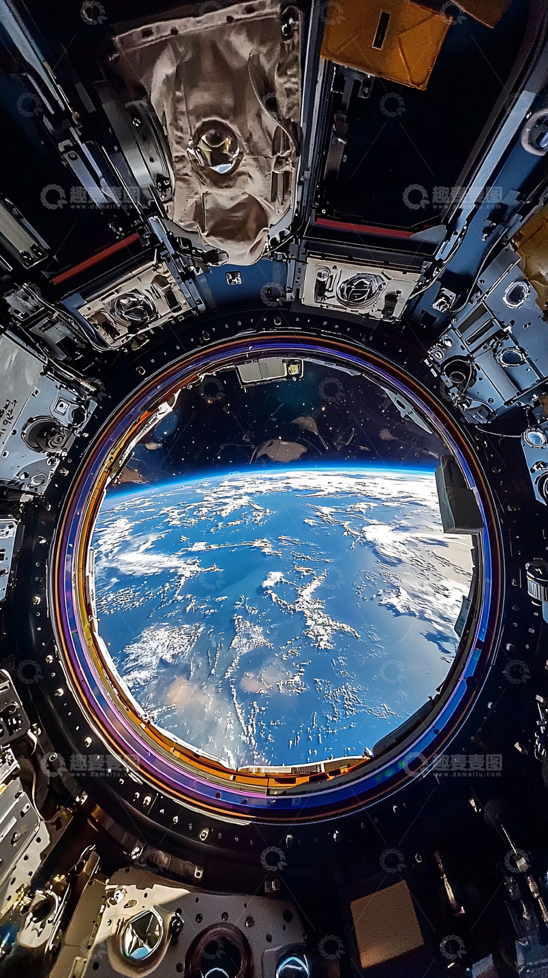 高清大图下载【趣麦麦图】国际空间站舷窗地球视角