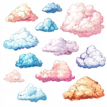 彩色卡通云朵素材