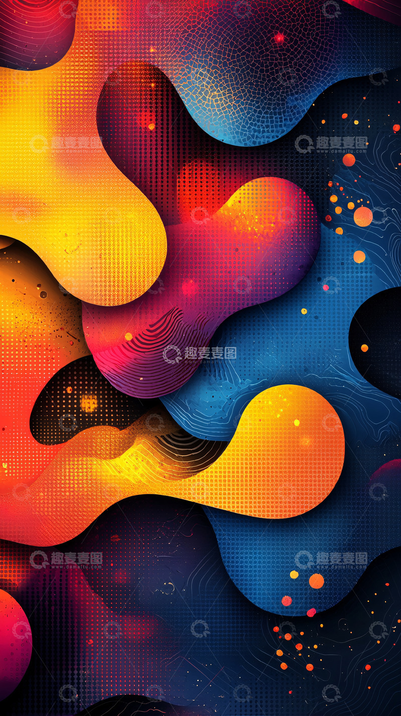 高清大图下载【趣麦麦图】抽象色彩流动图案