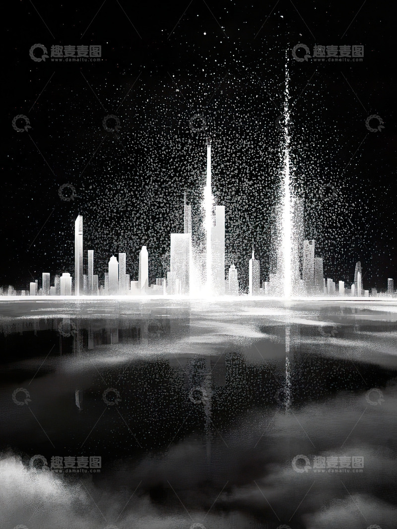 城市剪影光影插画30