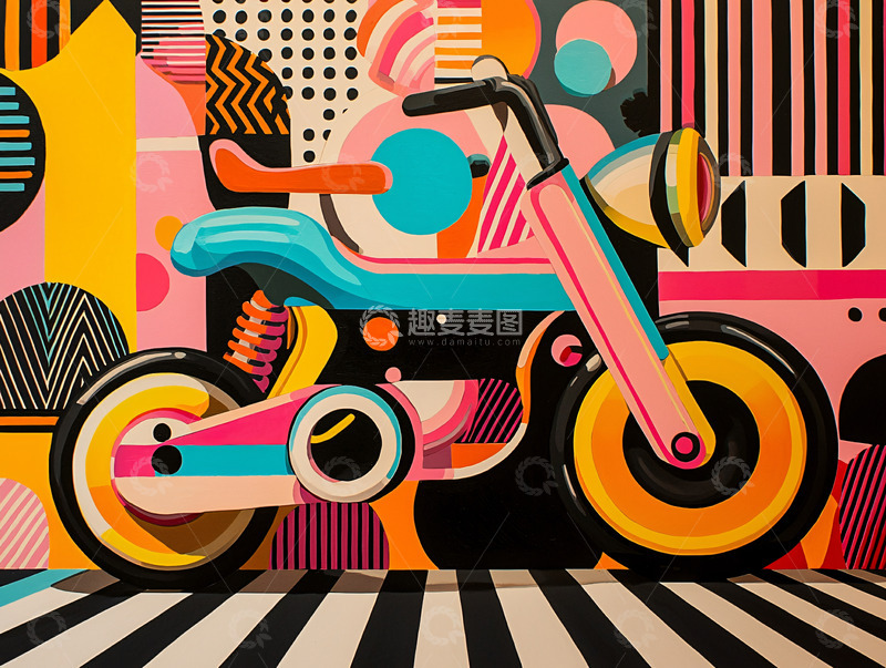 高清大图下载【趣麦麦图】复古摩托车