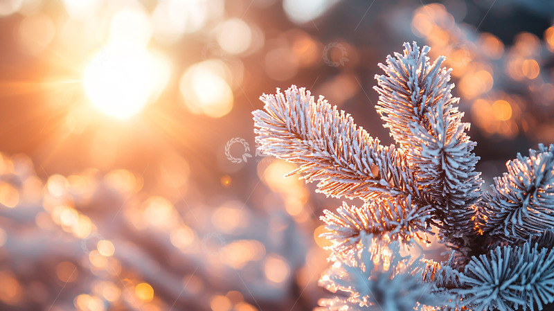 高清大图下载【趣麦麦图】冬日暖阳下的松枝