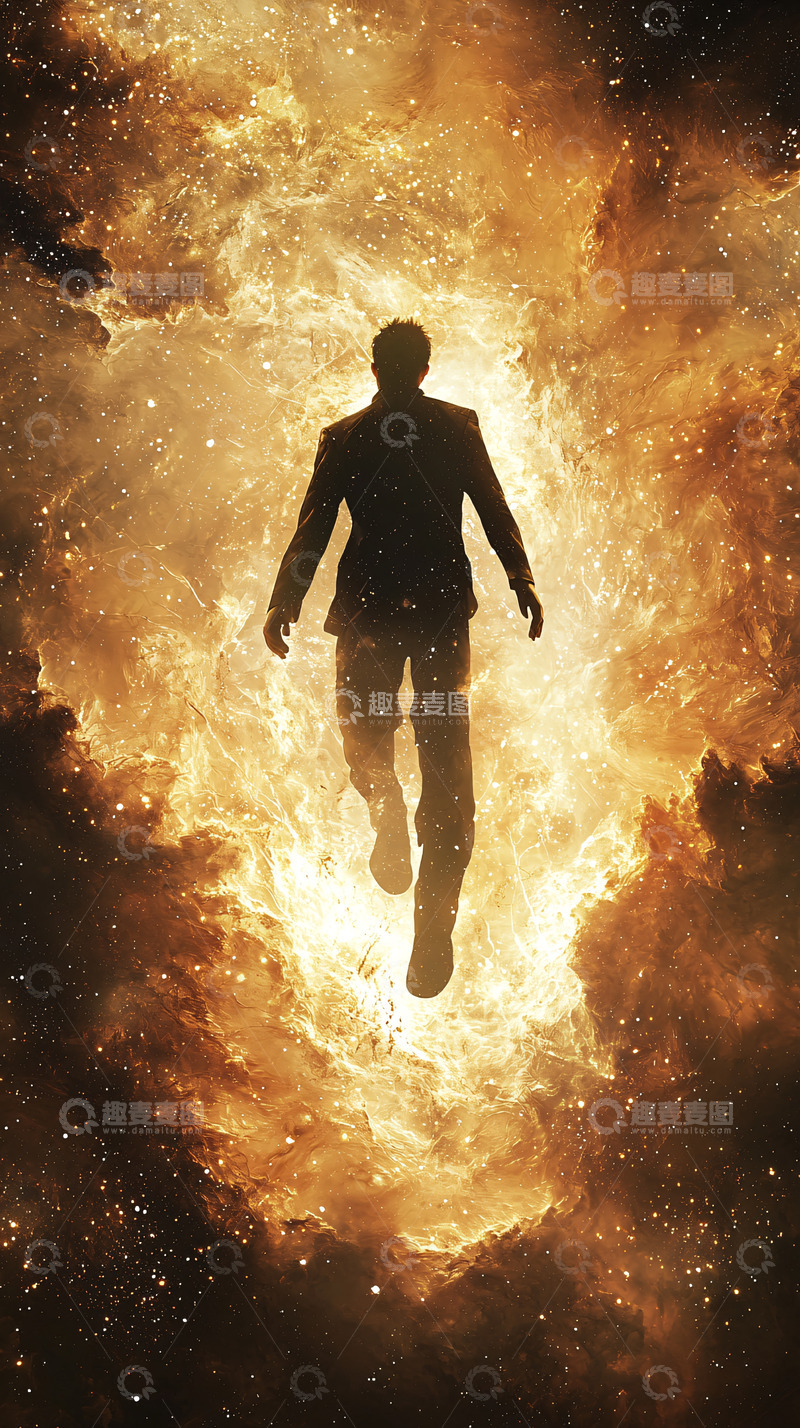 高清大图下载【趣麦麦图】火焰中的人影