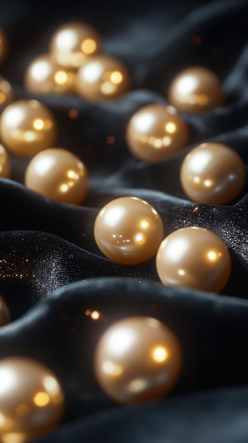 黑色丝绸上的珍珠