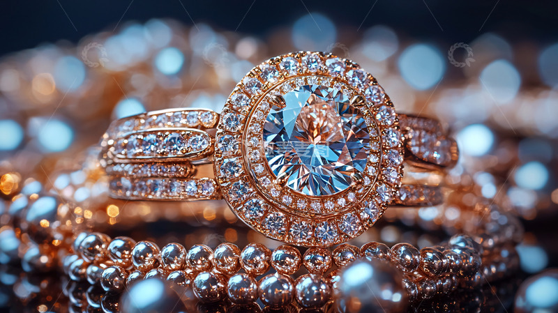 高清大图下载【趣麦麦图】闪耀的钻石戒指和金色饰品