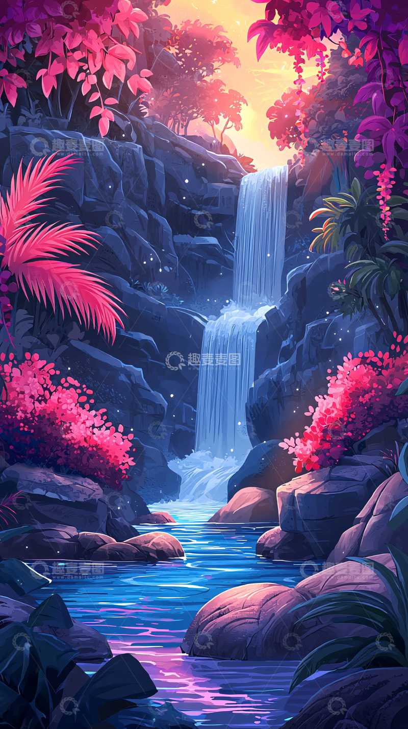 高清大图下载【趣麦麦图】梦幻瀑布