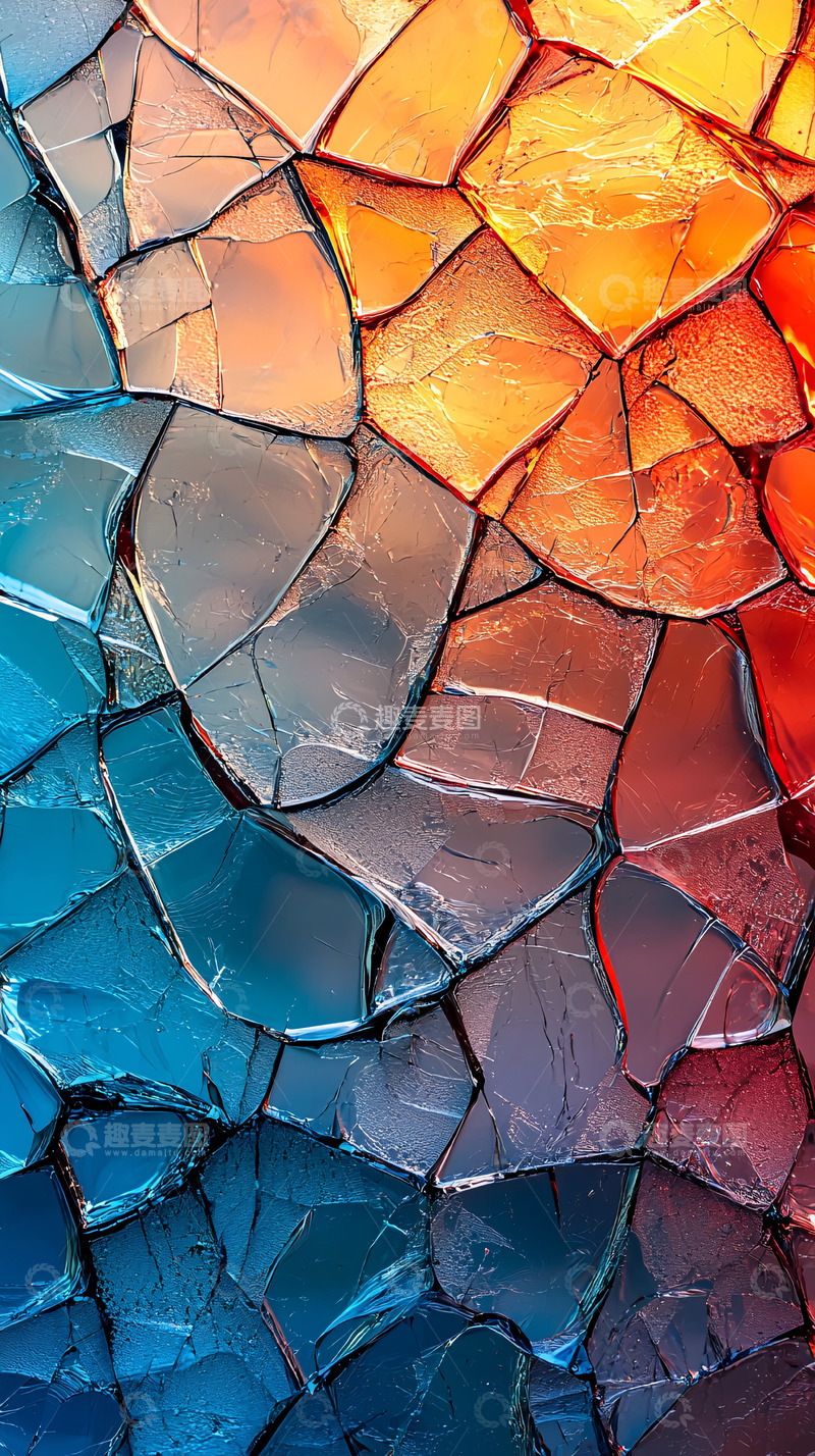 高清大图下载【趣麦麦图】色彩斑斓的碎裂玻璃