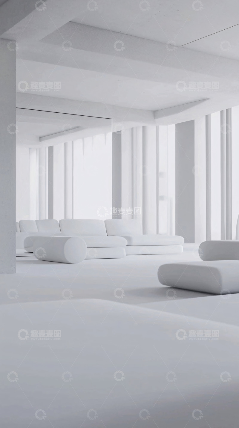 高清大图下载【趣麦麦图】极简白色现代客厅