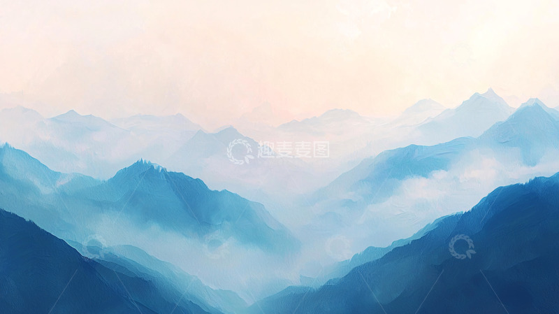 高清大图下载【趣麦麦图】蓝色山脉云海