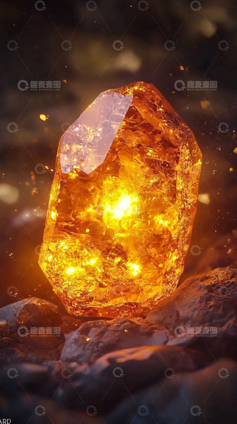 高清大图下载【趣麦麦图】发光橙色晶体