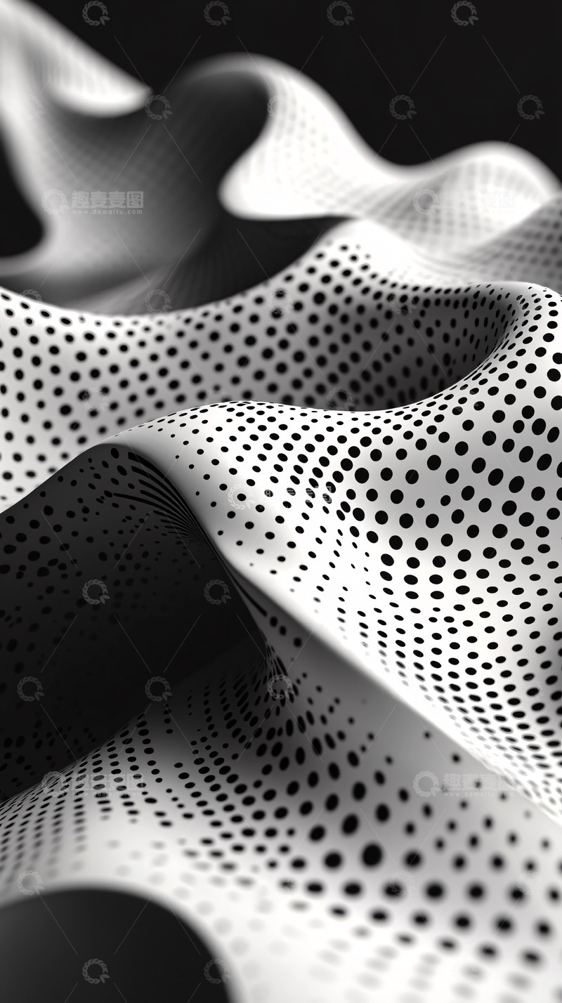 高清大图下载【趣麦麦图】黑白点阵波浪