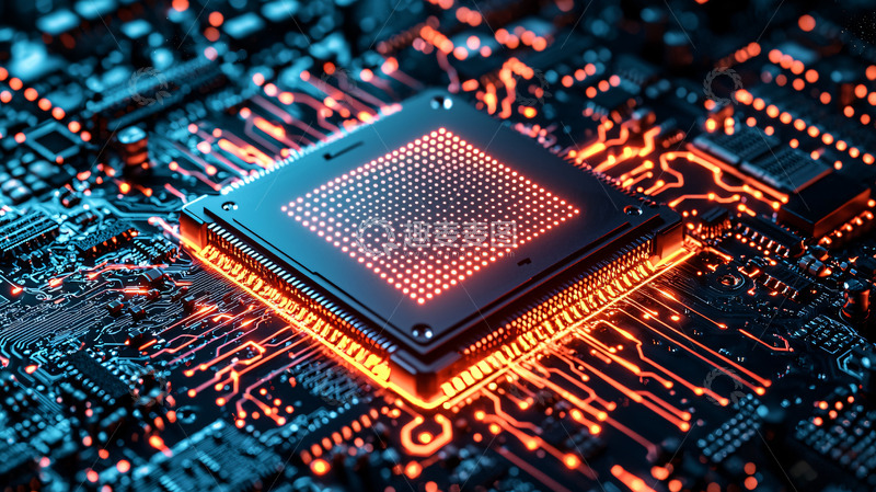 高清大图下载【趣麦麦图】芯片特写微观电路板