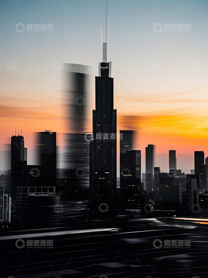 高清大图下载【趣麦麦图】夕阳下的城市剪影21